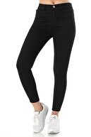 ZİNCiRMODA Kadın Yüksek Bel Dar Paça Skinny Fit Jeans Denim Kot Pantolon - Siyah