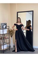 giyimmasalı Crep Kumaş Askılı Prenses Elbise - Siyah