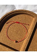 elegans aksesuar Kadın Kırmızı İpli Kalpli Şans Bilekliği