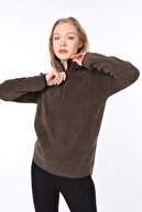 Ghassy Co Kadın Haki Yarım Fermuarlı Sweatshirt