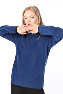 Ghassy Co Kadın Mavi Yarım Fermuarlı Sweatshirt