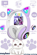 هدست بلتوث P68 هدست بچه گربه ای بلوتوث دقیق بی سیم با چراغ های رنگارنگ-thumb