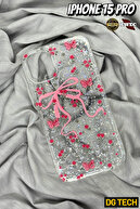 Transparent Sheath with Pink Bow and Butterfly Glitter