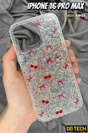 Red Bow and Cherry Glitter Transparent Case