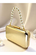 Gold Crinkled Patent Leather Pearl Handle