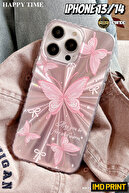 Pink Butterfly Pattern Aurora Hologram Imd Case