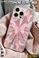 Pink Butterfly Pattern Aurora Hologram Imd Case