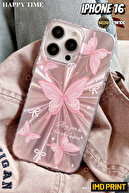 Pink Butterfly Pattern Aurora Hologram Imd Case