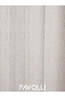 پرده کتانی چین دار به رنگ بژ نیازی به اتو ندارد-thumb