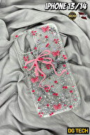 Transparent Sheath with Pink Bow and Butterfly Glitter