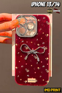 Imd Case with Silver Bowknot Glitter Lens Protector