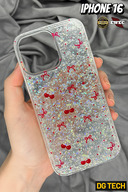 Red Bow and Cherry Glitter Transparent Case