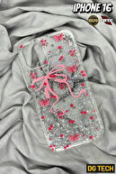 Transparent Sheath with Pink Bow and Butterfly Glitter