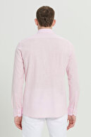 پیراهن کتانی صورتی مردانه 100% پنبه ای و پارچه ای باریک و با یقه گشاد-thumb