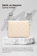 کیف نوت بوک با بند شانه قاب تبلت لپ تاپ 15 تا 15،9 اینچ چرم لحافی بژ-thumb