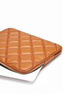 کیف نوت بوک با بند شانه کیف تبلت لپ تاپ 15 تا 15،9 اینچی چرم لحافی قهوه ای مایل به زرد-thumb