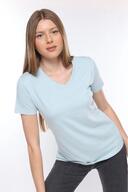 تی شرت پایه زنانه یقه V با کیفیت فوق العاده 100% پنبه تی شرت نخی شانه دار بافتنی-thumb