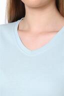 تی شرت پایه زنانه یقه V با کیفیت فوق العاده 100% پنبه تی شرت نخی شانه دار بافتنی-thumb