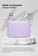 کیف نوت بوک با بند شانه قاب تبلت لپ تاپ 15 اینچی - 15.9 اینچی چرم لحاف یاسی-thumb