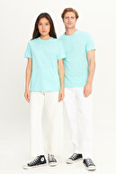 تی شرت پایه باریک فیروزه ای 100% پنبه ای مردانه-thumb