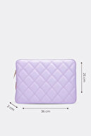 کیف نوت بوک با بند شانه قاب تبلت لپ تاپ 15 اینچی - 15.9 اینچی چرم لحاف یاسی-thumb