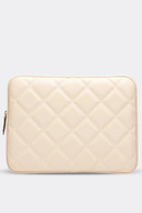 کیف نوت بوک با بند شانه قاب تبلت لپ تاپ 15 تا 15،9 اینچ چرم لحافی بژ-thumb