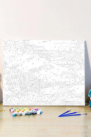 گل زن نقاشی با اعداد ست با قاب 40 در 50 سانتی متر-thumb