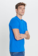 تیشرت باریک مردانه ساکس آبی صد در صد نخی باریک و باریک-thumb