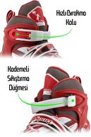 اسکیت های پایه فلزی با چرخ های روشن و قابل تنظیم و اندازه تمرین اسکیت های کودکان و نوجوانان RED 8780-thumb