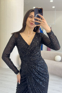 مدل پولک مشکی زنانه مدل لباس مجلسی دو سینه آستین بلند فصل جدید سایز پلاس-thumb