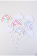 Ellie Events Rainbow - Gökkuşağı Cupcake Süsü 8'li