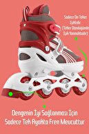 اسکیت های پایه فلزی با چرخ های روشن و قابل تنظیم و اندازه تمرین اسکیت های کودکان و نوجوانان RED 8780-thumb