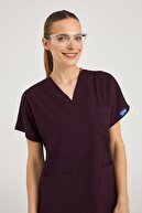 اسکراب لباس یونیفرم جراحی بالا و پایین لباس پرستار Plum Lycra یونیفرم جراحی-thumb