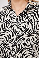 پیراهن آستین بلند زنانه با طرح سفید-مشکی ARM-25K001040-thumb