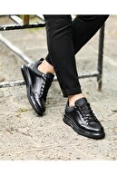 کفش کتانی مردانه چرم اصل مشکی هالدی 0145 مشکی-thumb