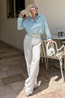 پیراهن زنانه آستین بلند با دکمه های فیروزه ای SH178-thumb