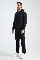 ست کت و شلوار مردانه آبی دریایی با نمای بره با جزئیات داخلی زمستانی کلاهدار-thumb