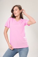 تی شرت زنانه یقه V یقه صورتی 100% پنبه با کیفیت فوق العاده تی شرت پنبه ای شانه دار پنبه ای ارگانیک پایه-thumb