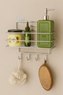 نگهدارنده شامپو حمام چسب حمام ضد زنگ، 4 قلاب، بادوام، سازمان دهنده شیک - Tş-01-thumb