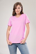 تی شرت زنانه یقه V یقه صورتی 100% پنبه با کیفیت فوق العاده تی شرت پنبه ای شانه دار پنبه ای ارگانیک پایه-thumb