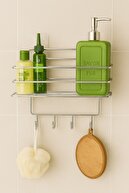 نگهدارنده شامپو حمام چسب حمام ضد زنگ، 4 قلاب، بادوام، سازمان دهنده شیک - Tş-01-thumb