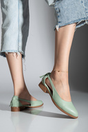 کفش پاشنه کم ولپن اسکین سبز نعنایی-thumb