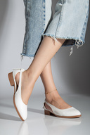 کفش پاشنه کوتاه پوست ولپن سفید-thumb