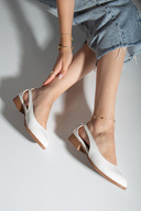 کفش پاشنه کوتاه پوست ولپن سفید-thumb