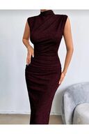 لباس شب پرده با جزییات زرق و برق دار لباس قرمز کلارت-thumb