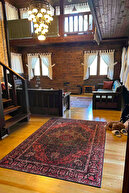 فرش شنل بافته شده با طرح خصوصی خصوصی بورگوندی فرش اتاق نشیمن در مرکز آنتیک قدیمی-thumb