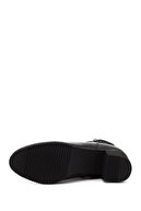 چکمه های چرم اصل زنانه مشکی زیپ دار پاشنه ضخیم-thumb