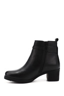 چکمه های چرم اصل زنانه مشکی زیپ دار پاشنه ضخیم-thumb