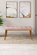 Pink Bench Natural Wooden Feet
