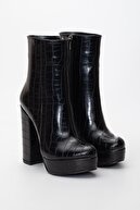 LİLLA AYAKKABI Lilla Ayakkabı Kadın Platform Kalın Topuklu Siyah Bot